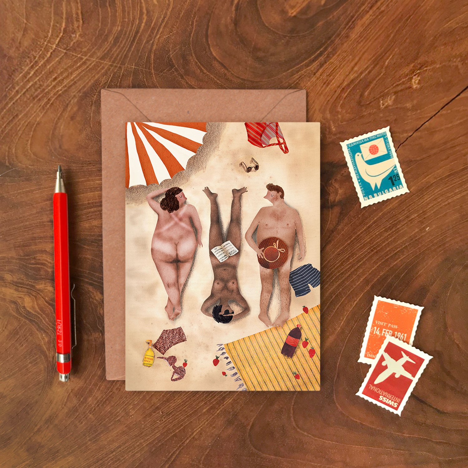 Cheeky Sunbathers Greetings Card image 1