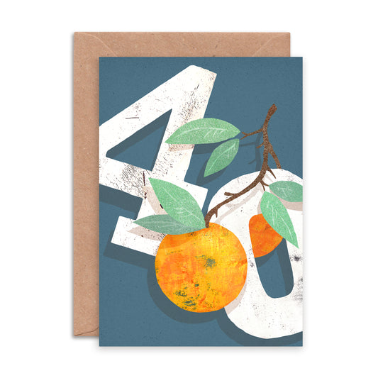 Orange Forty Greetings Card image 0