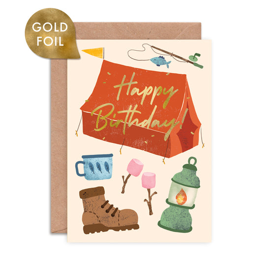 Birthday Camping Foiled Greeting Card image 0