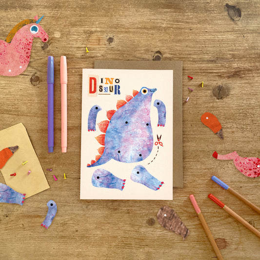 Dinosaur Split Pin Puppet A5 Greeting Card image 0