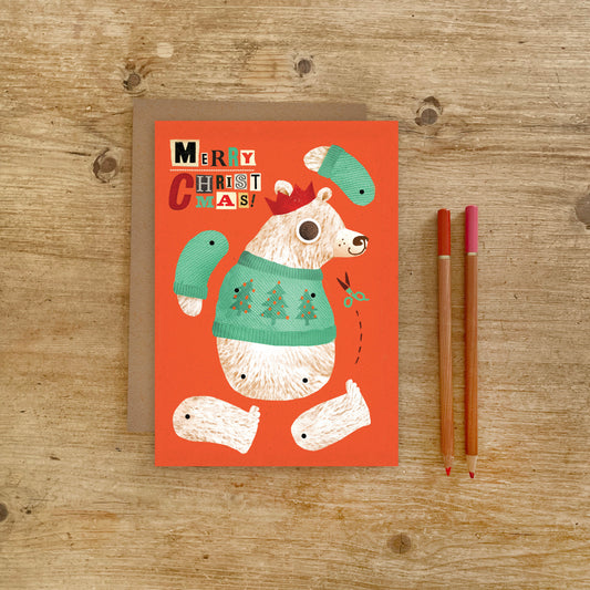 Polar Bear Split Pin Puppet A5 Greeting Card image 0