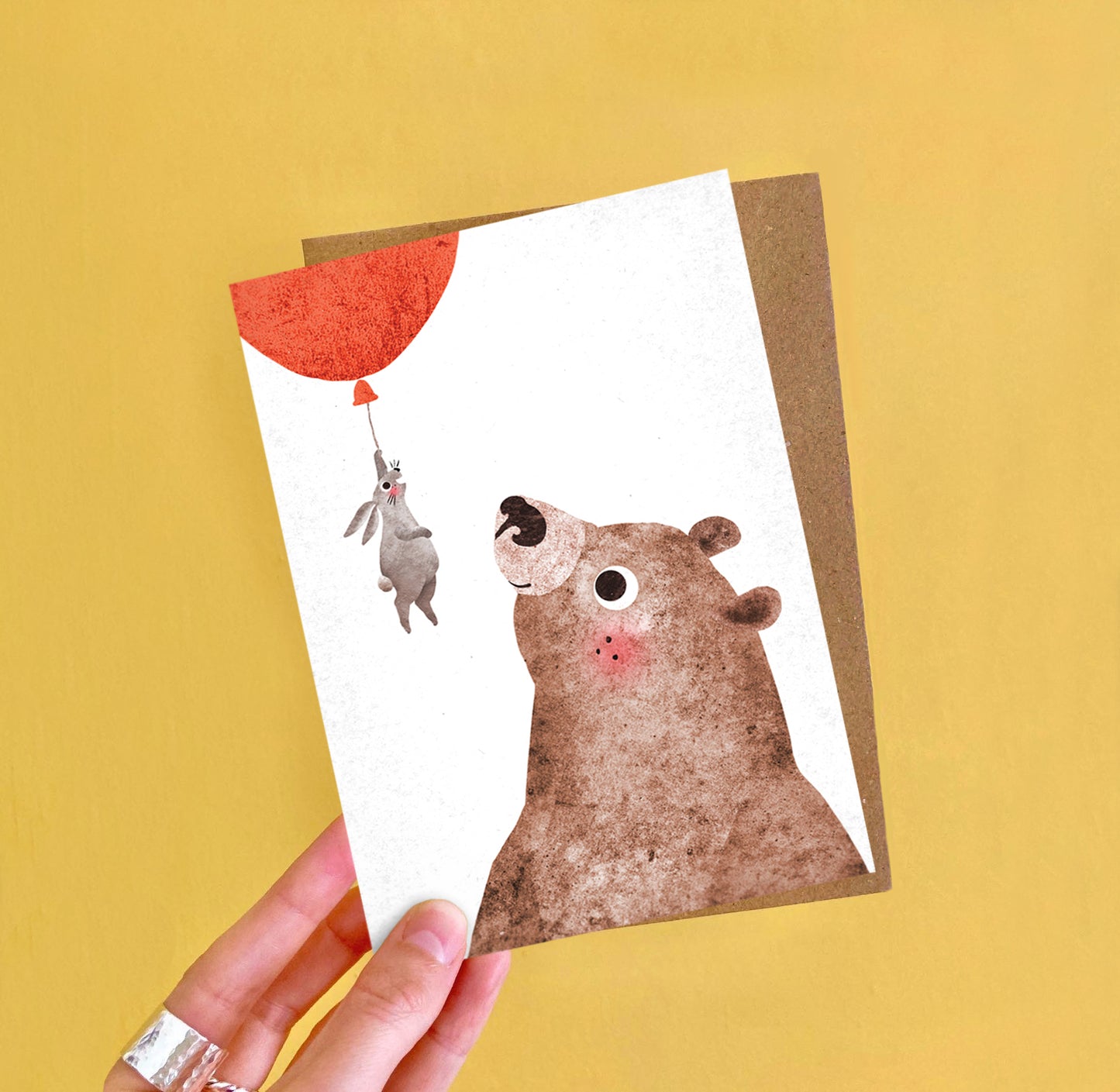 Bear & Bunny Floating Greeting Card image 1
