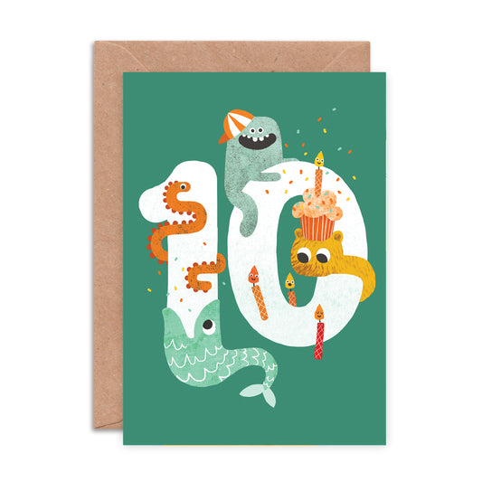Crazy Critters Age Ten Greeting Card image 0