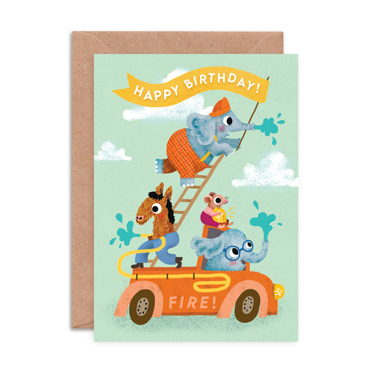 Birthday Fire Engine Greeting Card image 0