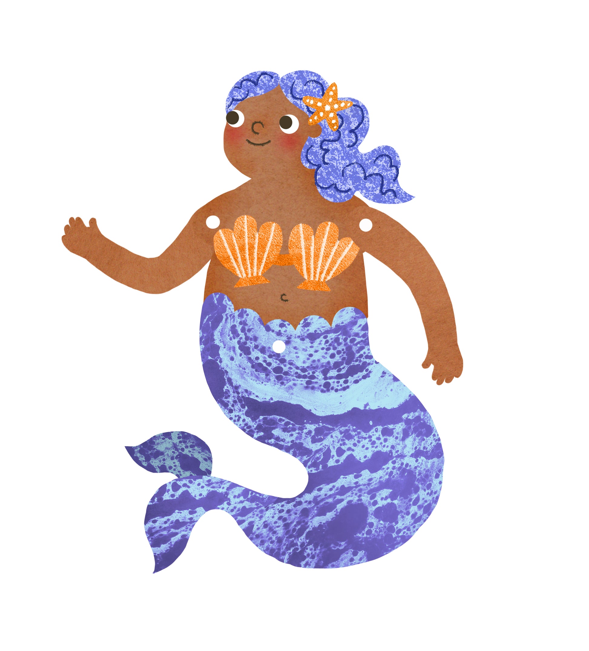 Mermaid Split Pin Puppet A5 Greeting Card image 1