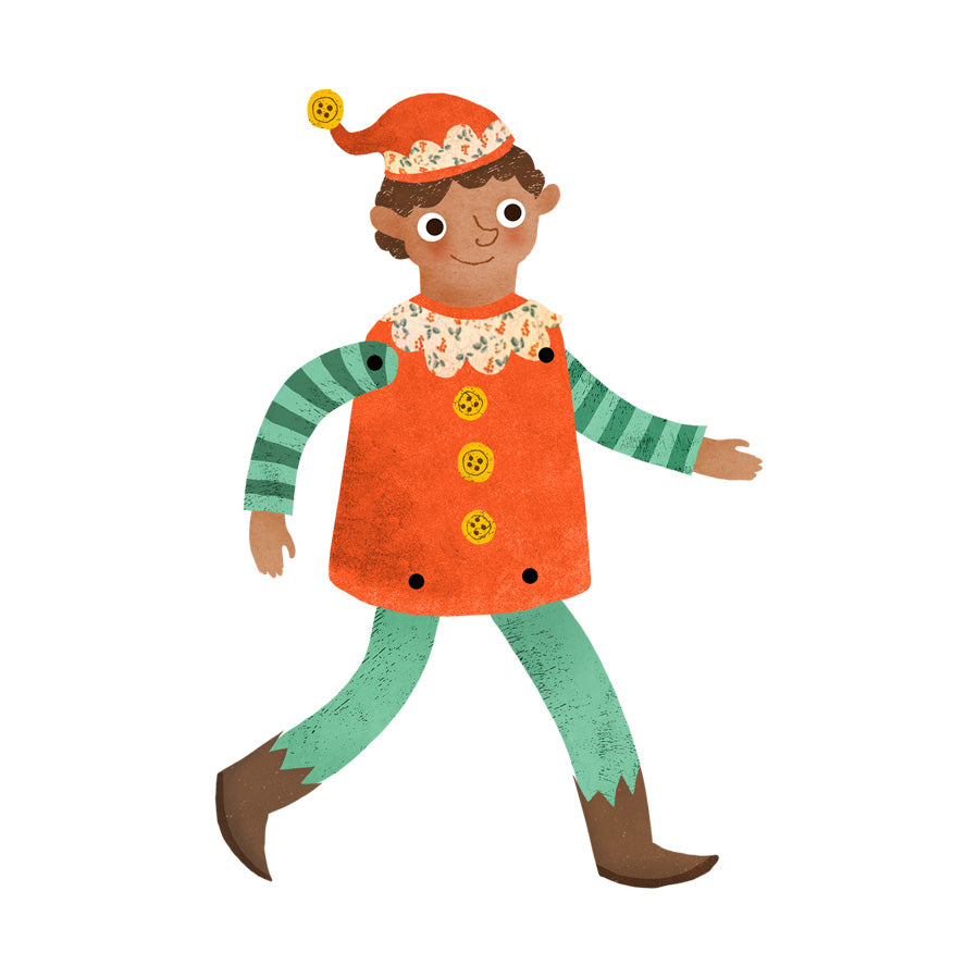 Christmas Elf Split Pin Puppet A5 Greeting Card image 1