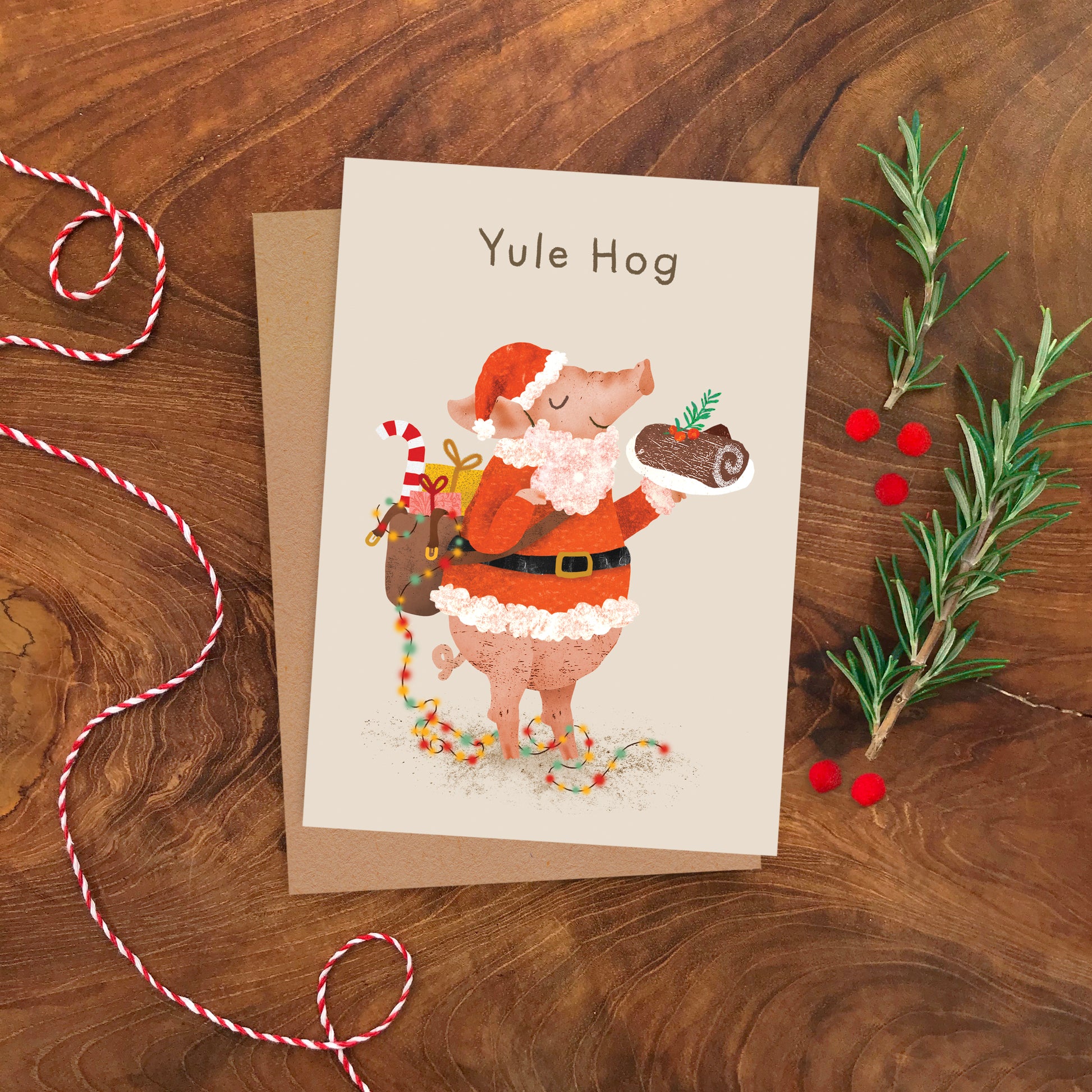 Yule Hog Greeting Card image 1