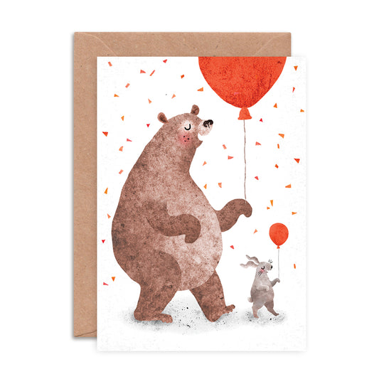 Bear & Bunny Dancing Greeting Card image 0