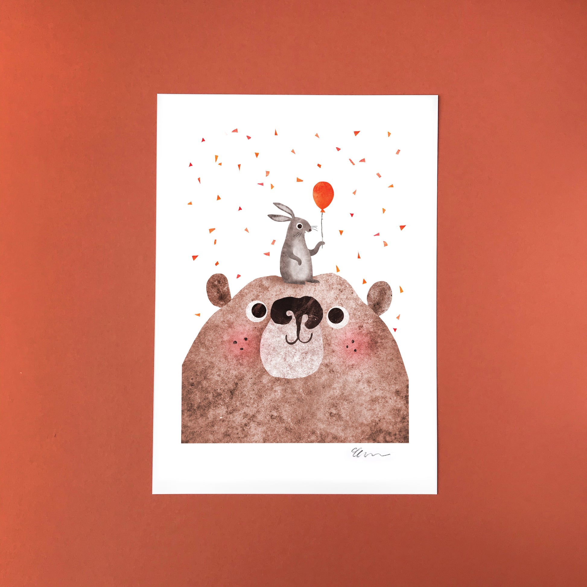 Bear & Bunny Recycled A4 Art Print image 2