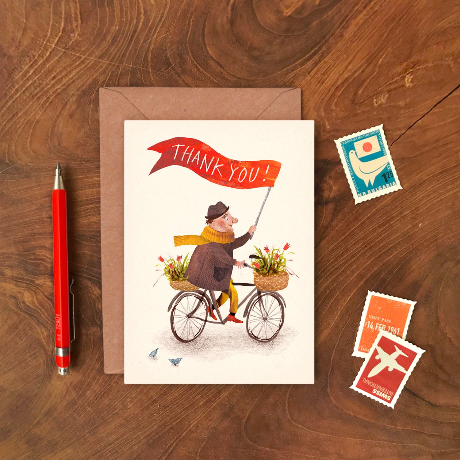 Thank you Bicycle Greetings Card image 1