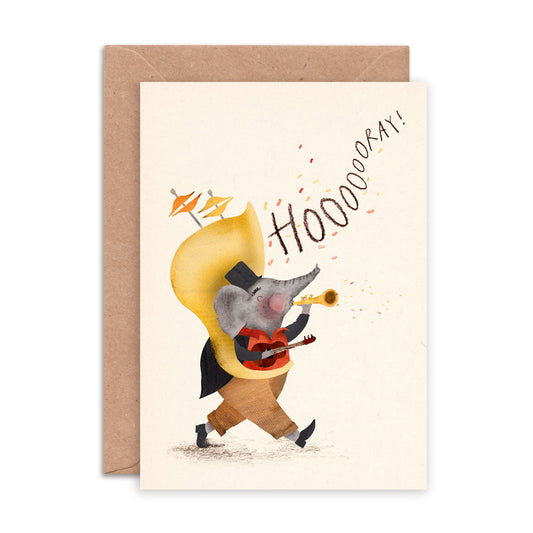 Hooray Elephant Greetings Card image 0