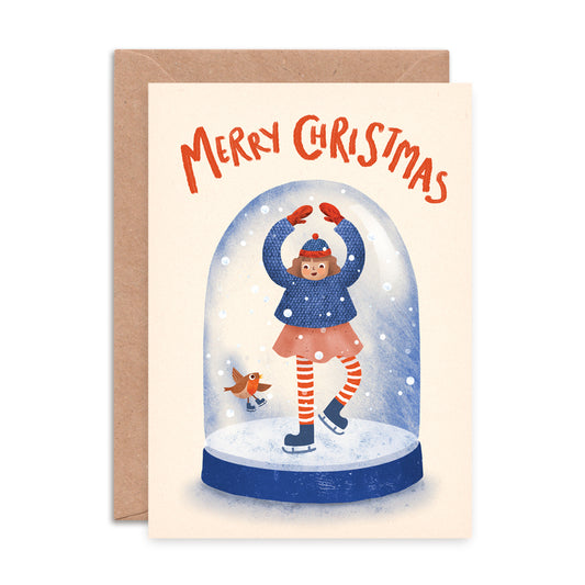 Ice Skater Snow Globe Christmas Card image 0