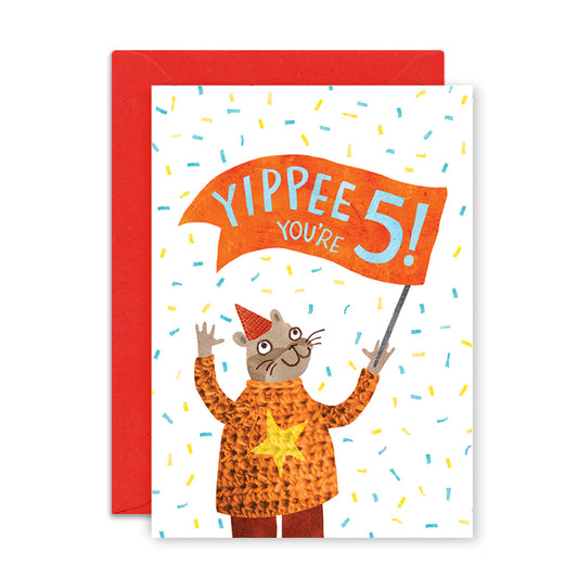 Five Years Bear Greetings Card image 0