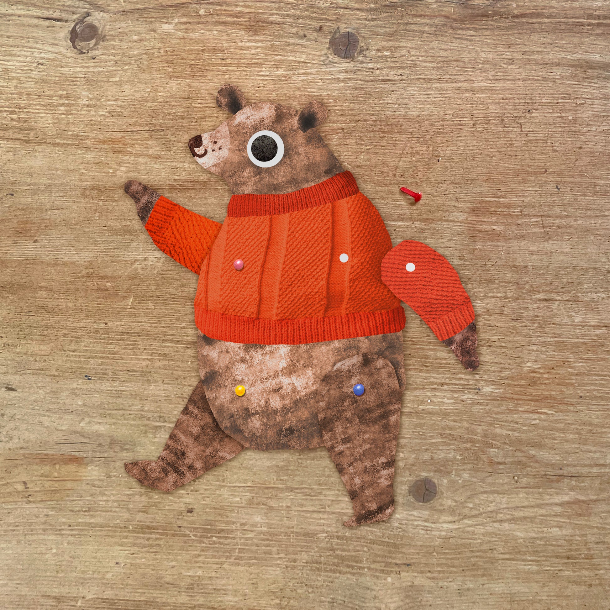 Bear Split Pin Puppet A5 Greeting Card image 1