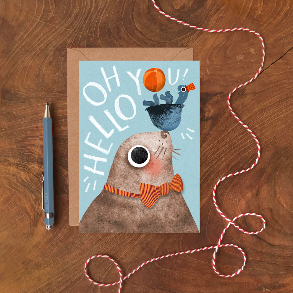 Oh Hello You Seal Greeting Card image 1