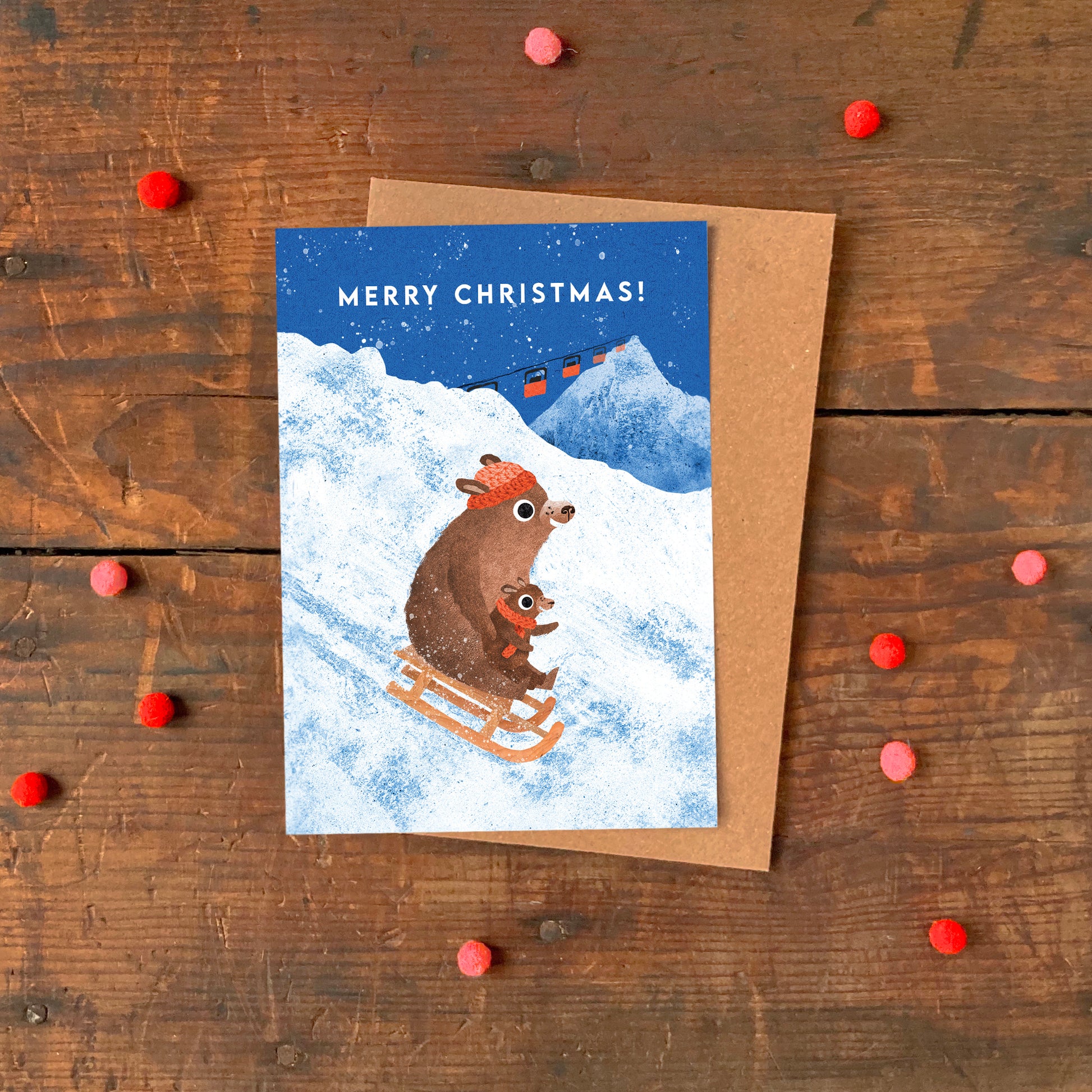 Sledging Bears Christmas Card image 1