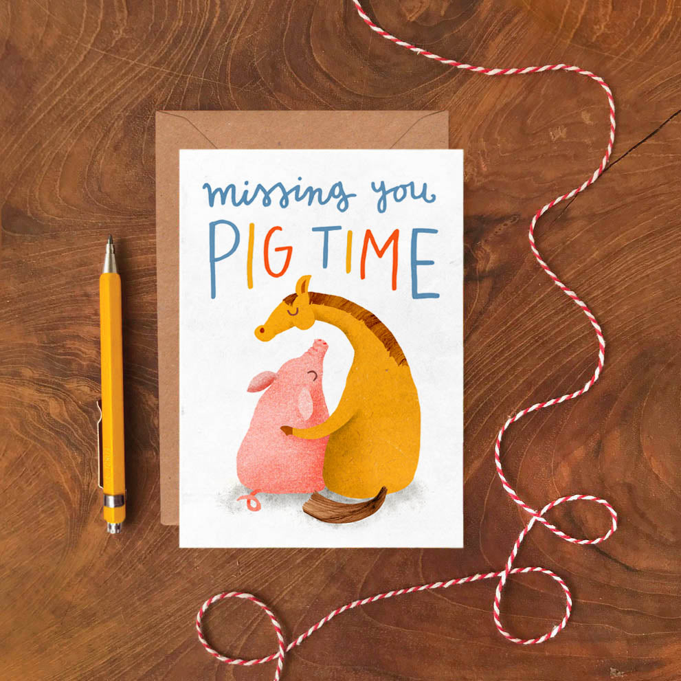 Missing You Pig Time Greeting Card image 1