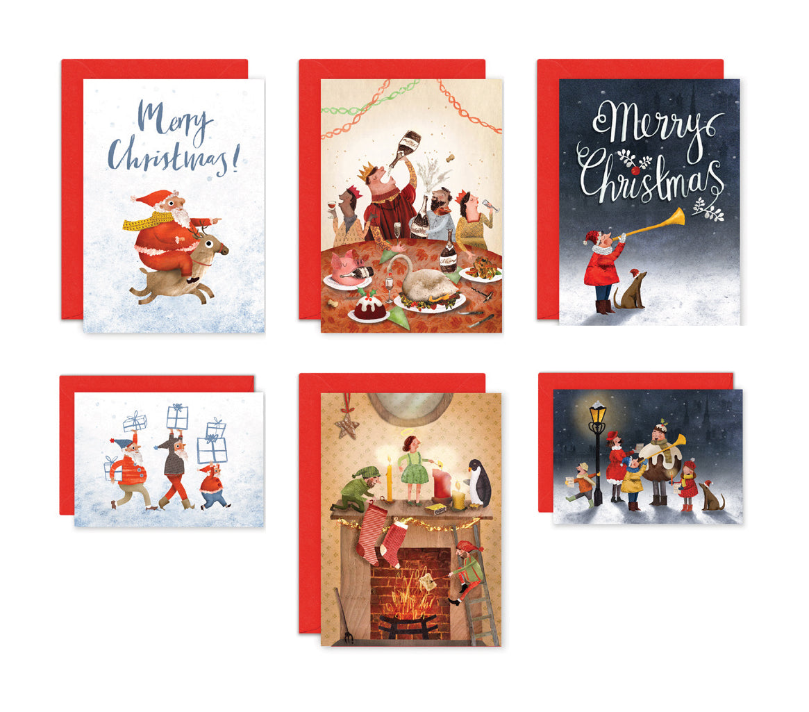 Christmas Scenes Multipack of 6 Greetings Cards image 1