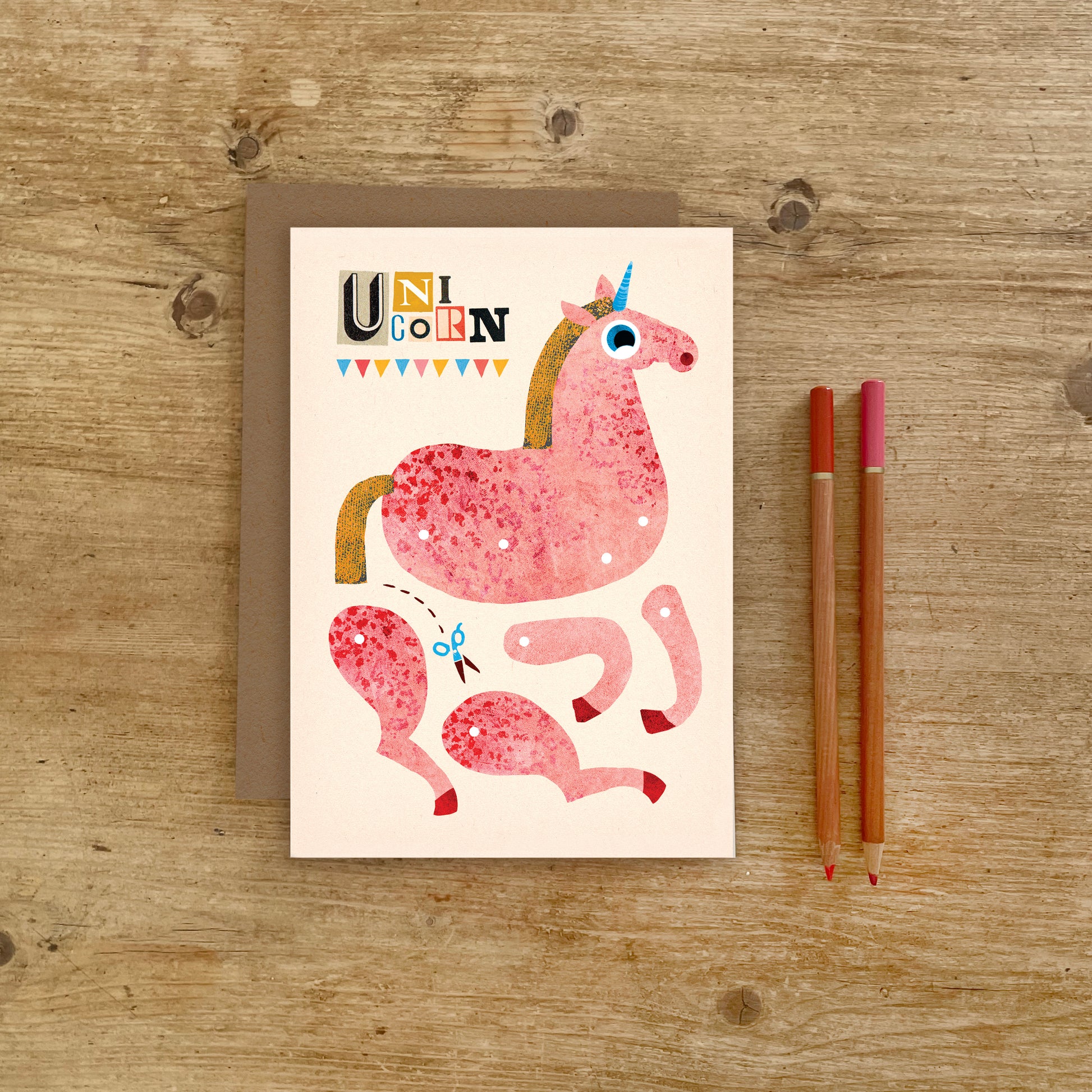 Unicorn Split Pin Puppet A5 Greeting Card image 4