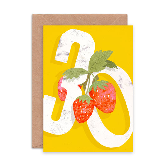 Strawberry Thirty Greetings Card image 0