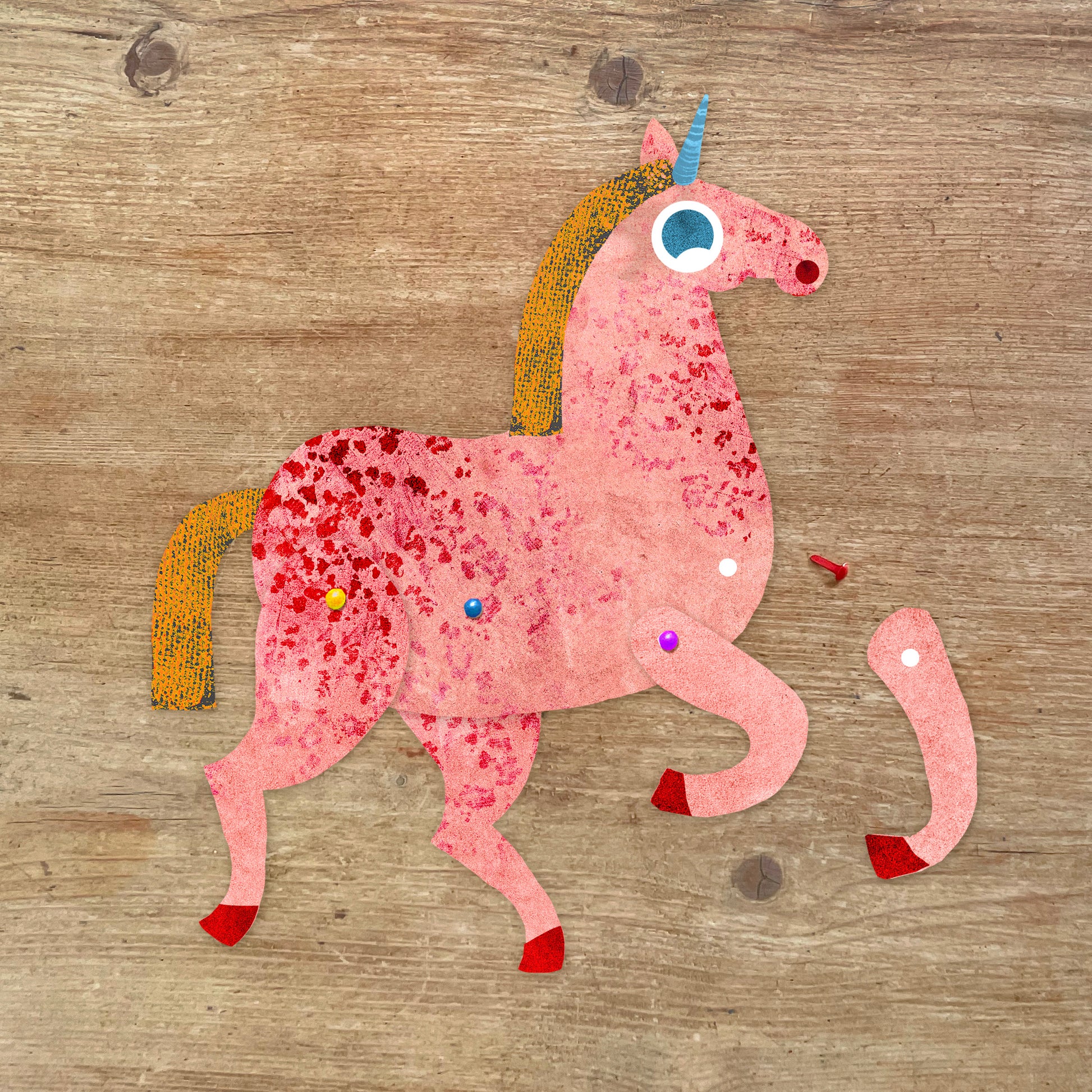 Unicorn Split Pin Puppet A5 Greeting Card image 1