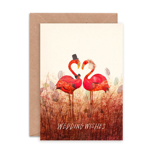 Flamingo Wedding Wishes Greetings Card image 0