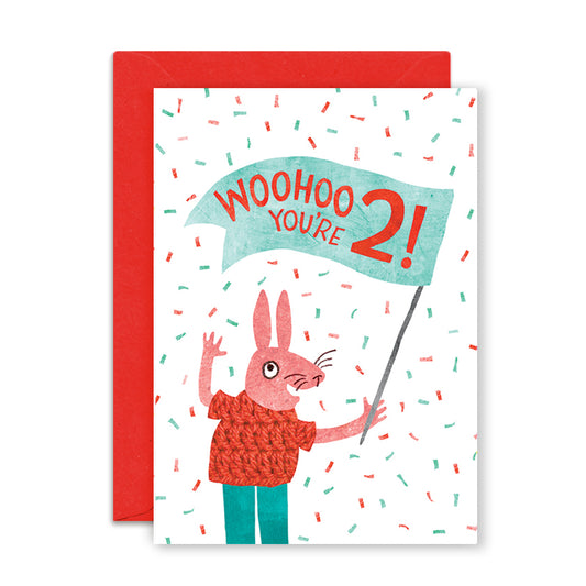 Two Years Rabbit Greetings Card image 0