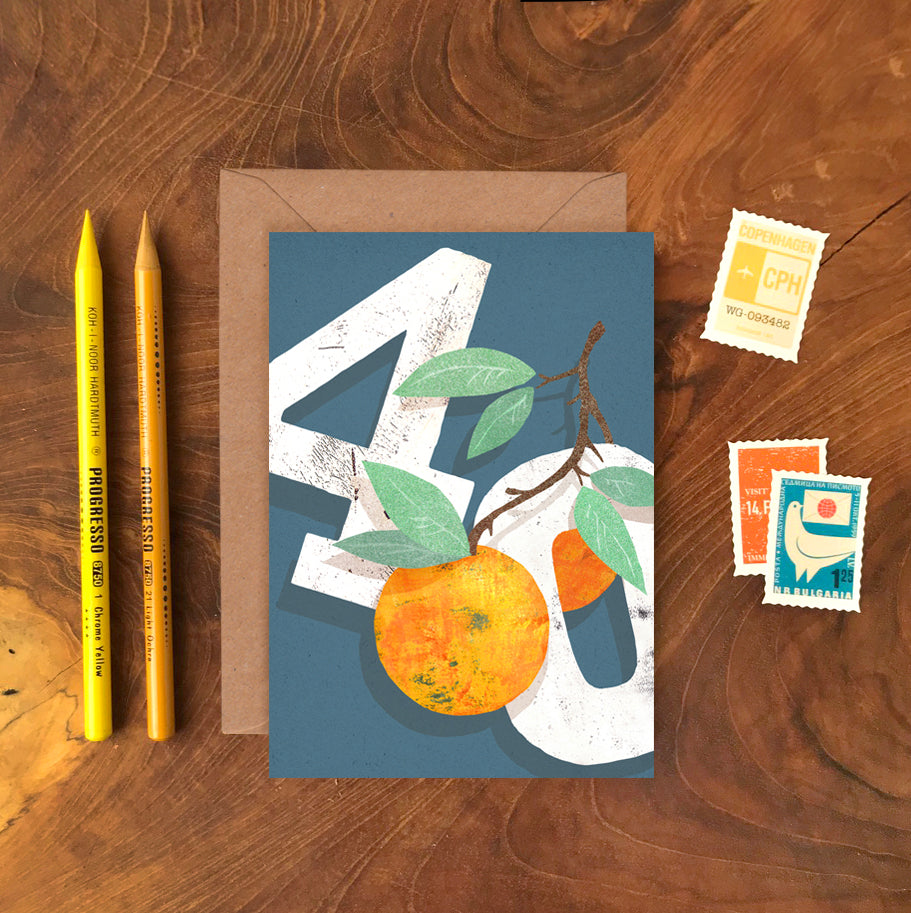 Orange Forty Greetings Card image 1