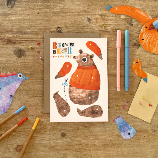 Bear Split Pin Puppet A5 Greeting Card image 0