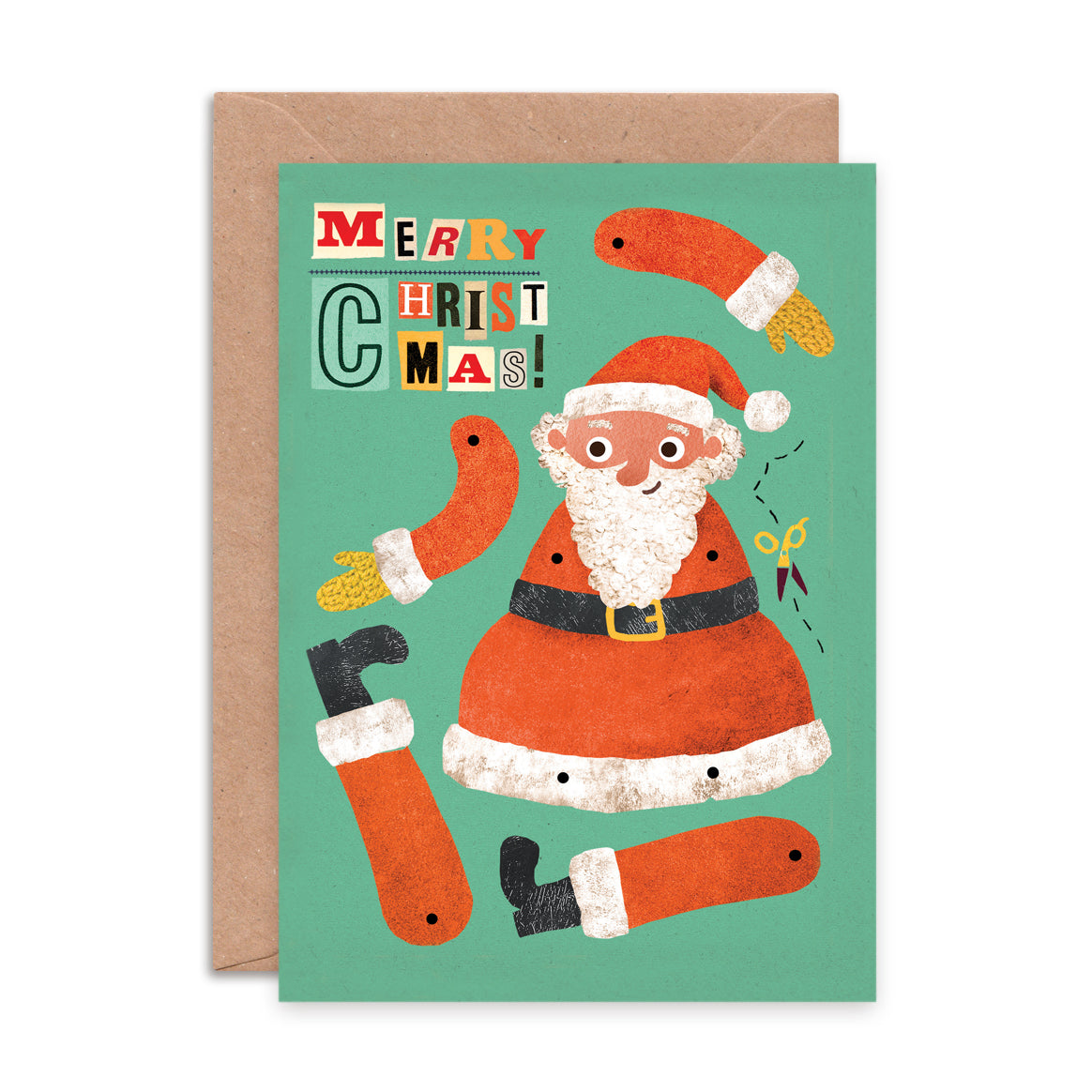 Father Christmas Split Pin Puppet A5 Greeting Card image 2