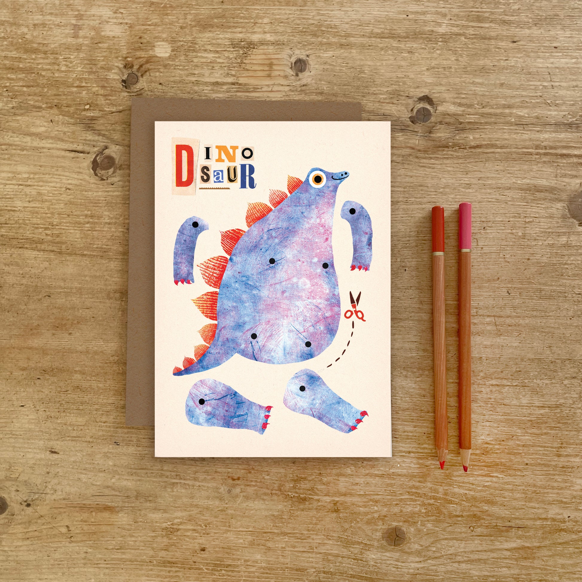 Dinosaur Split Pin Puppet A5 Greeting Card image 4