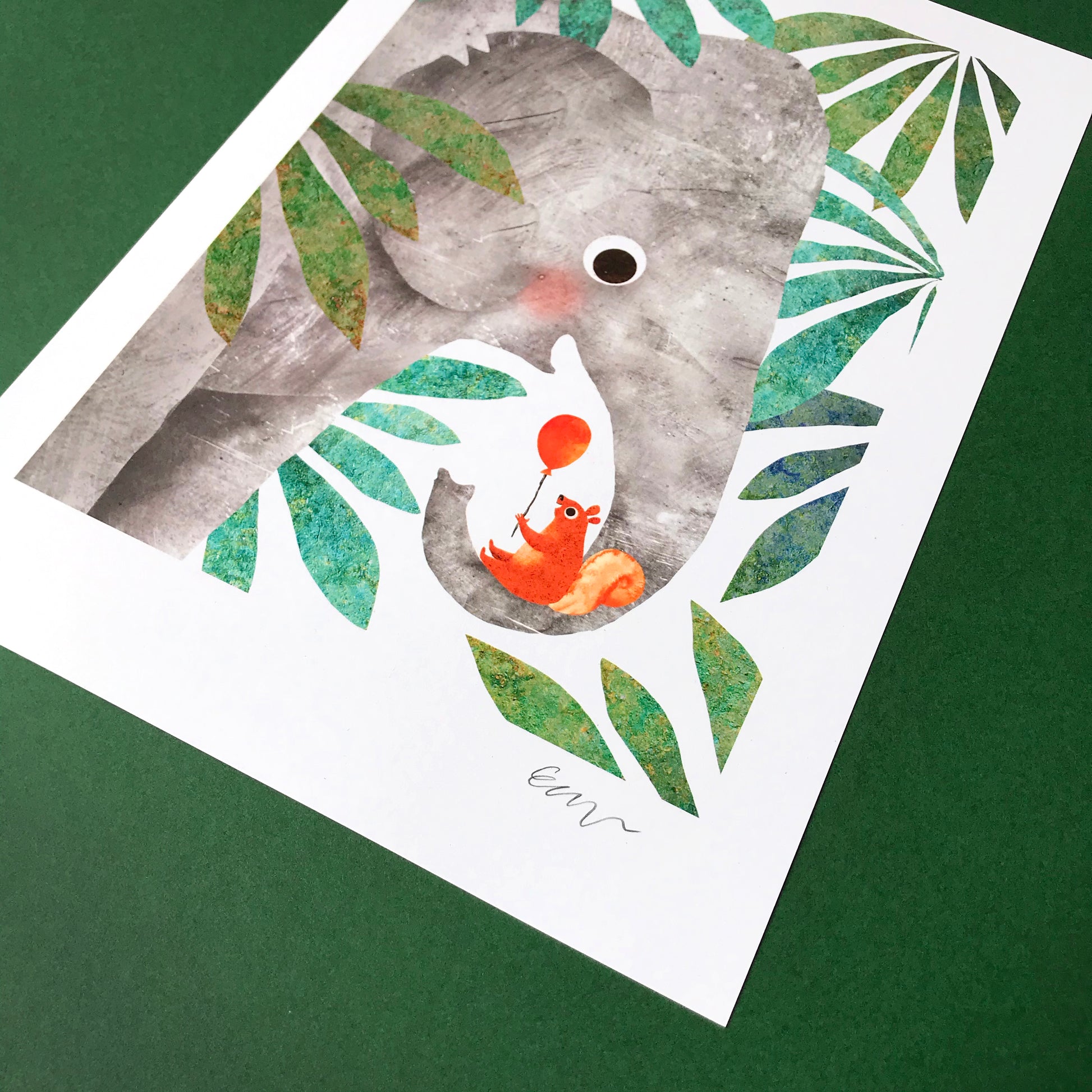 Elephant & Squirrel Recycled A4 Art Print image 3