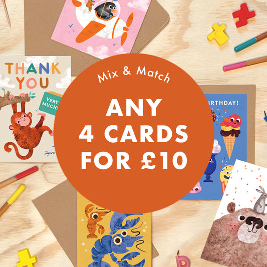 Bundle of 4 Greeting Cards - Mix & Match