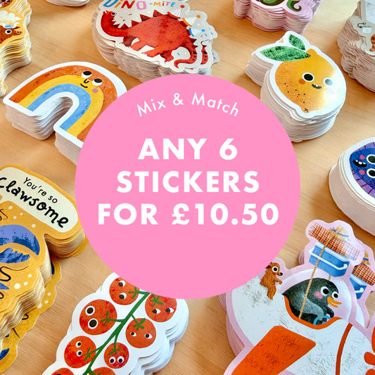 Bundle of 6 Stickers - Mix & Match