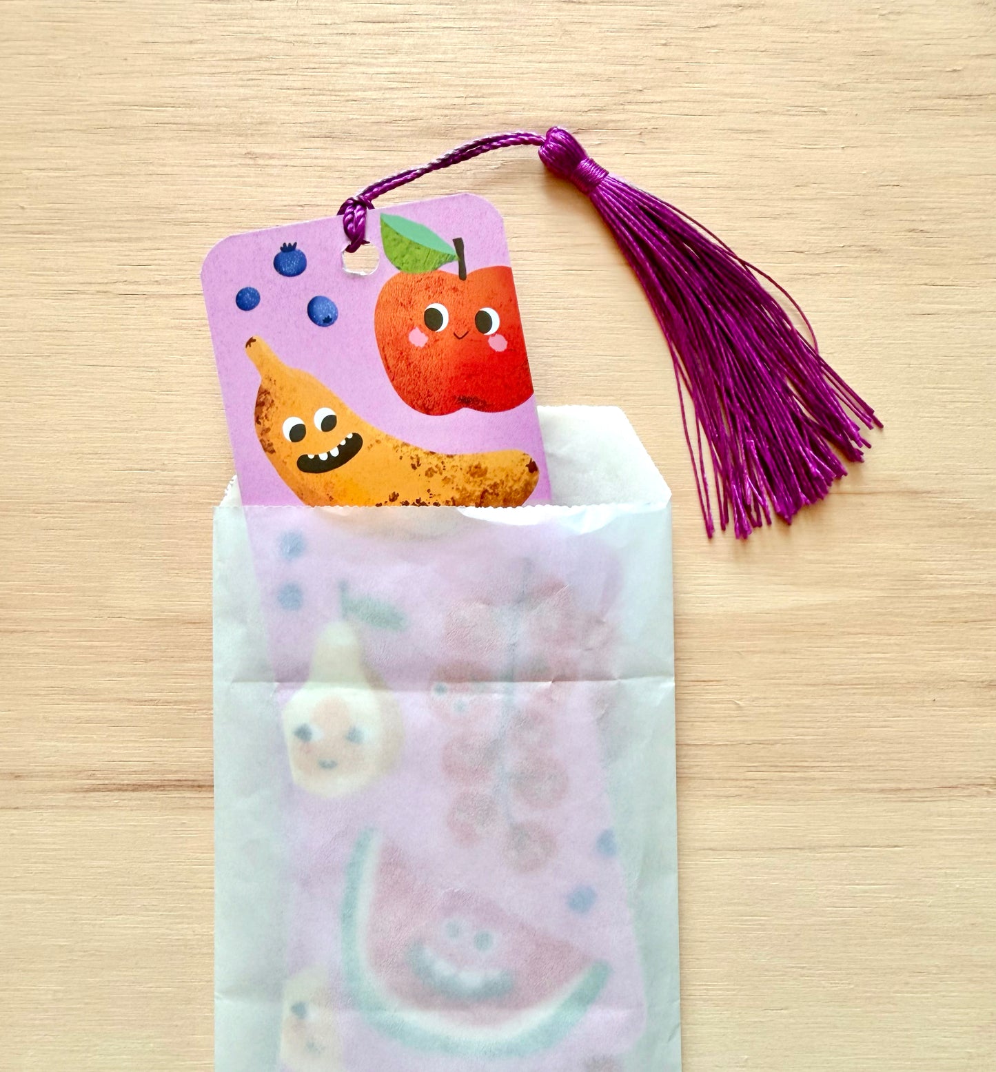 Fruit Faces Bookmark with Tassel