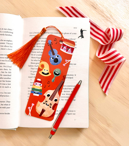 Music Faces Bookmark with Tassel