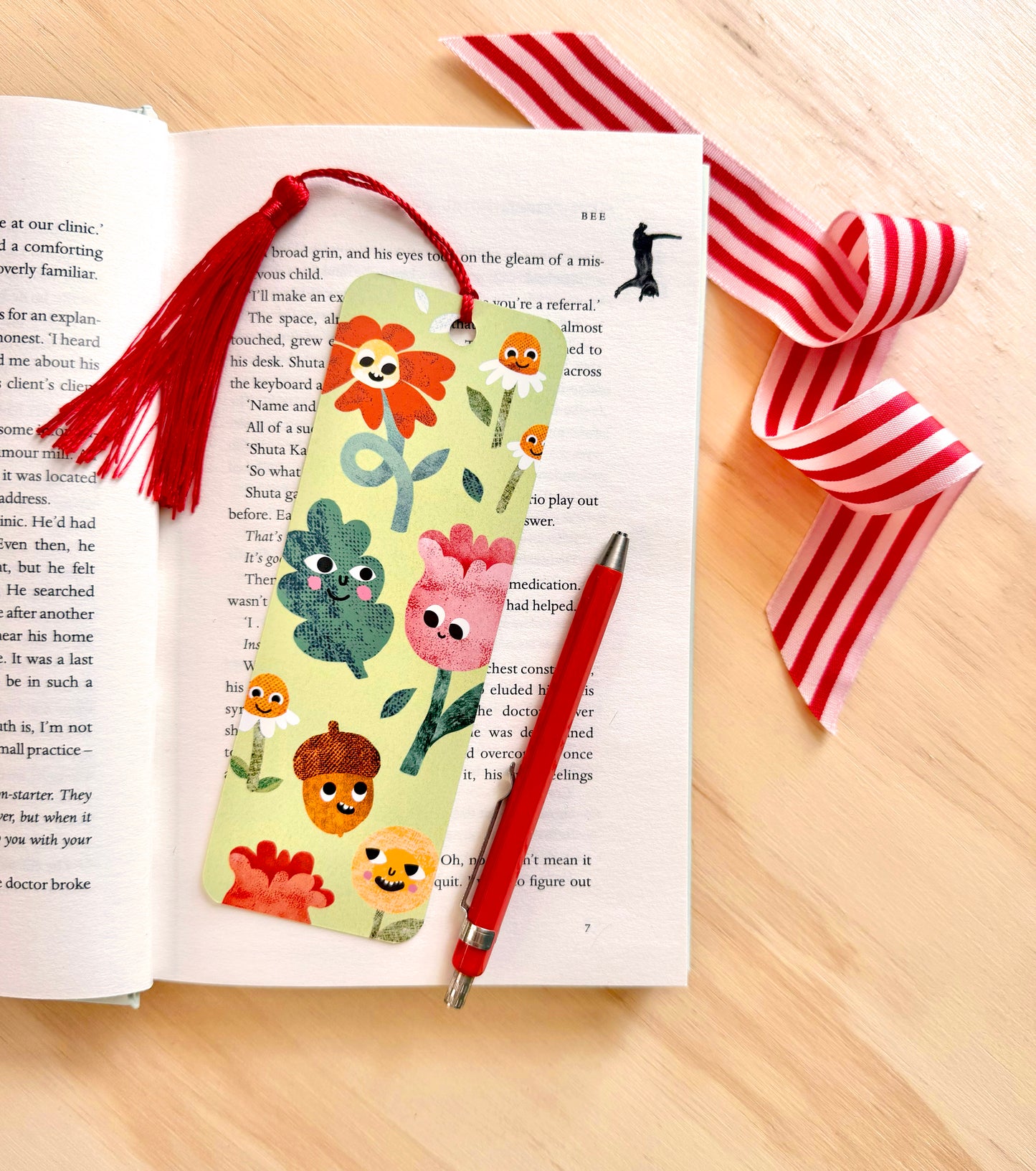 Flower Faces Bookmark with Tassel