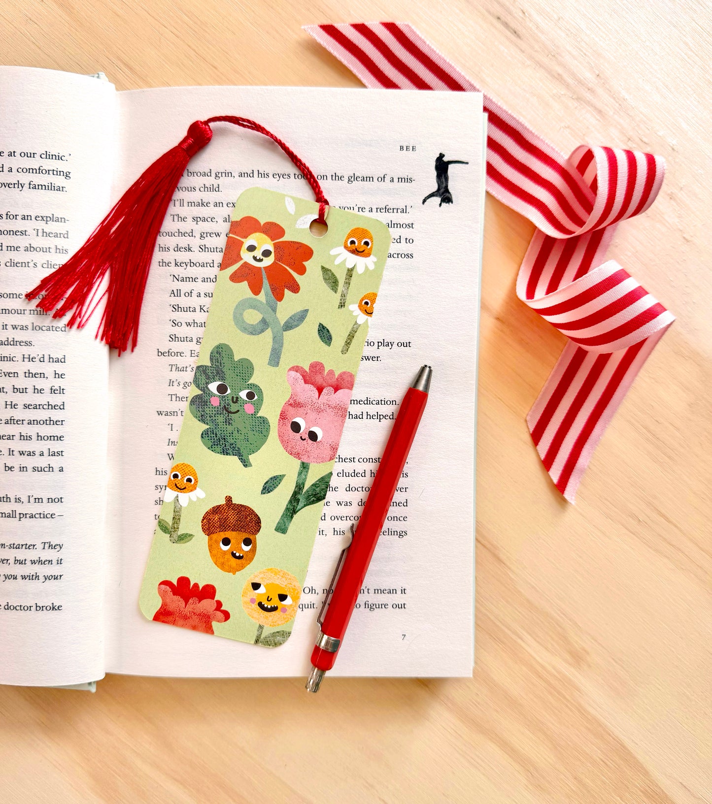 Flower Faces Bookmark with Tassel