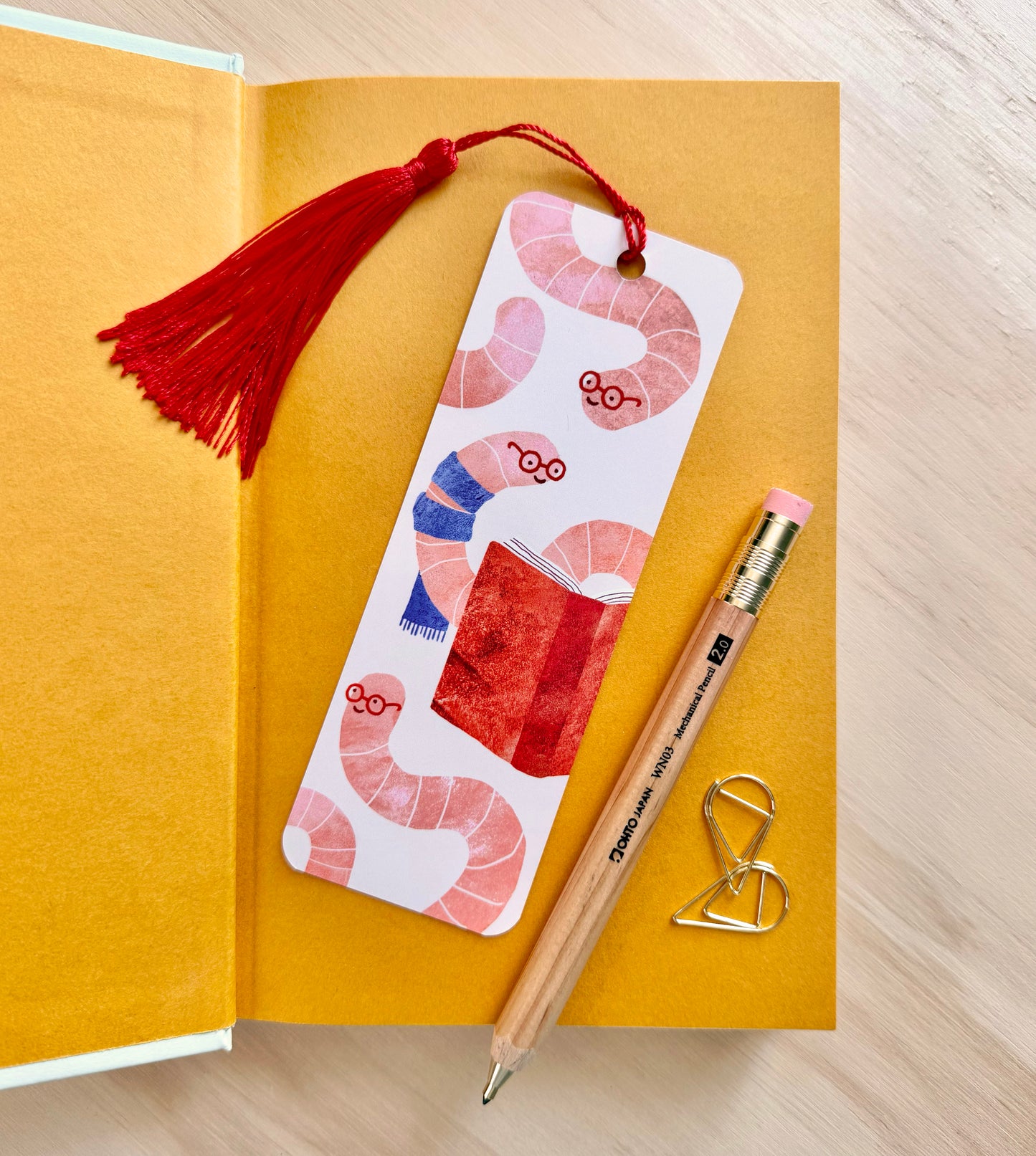 Book Worms Bookmark with Tassel
