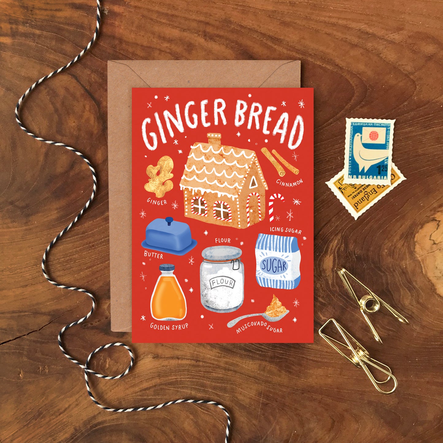 Gingerbread House Recipe Christmas Card