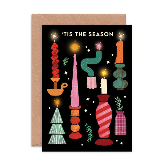 Tis the Season Candlesticks Christmas Card