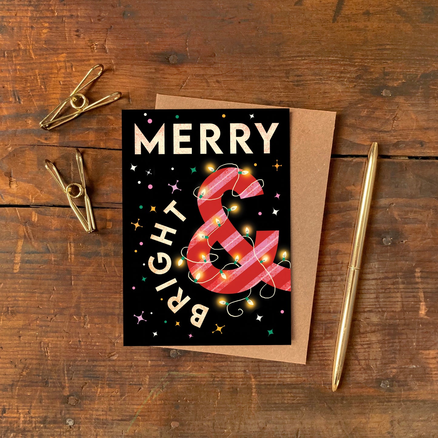 Merry & Bright Type Christmas Card