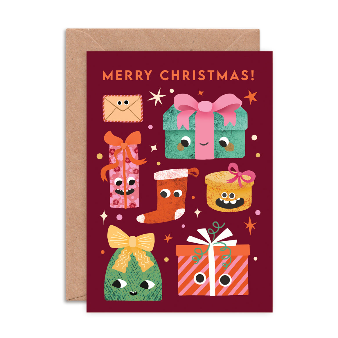 Christmas Gift Faces Greeting Card