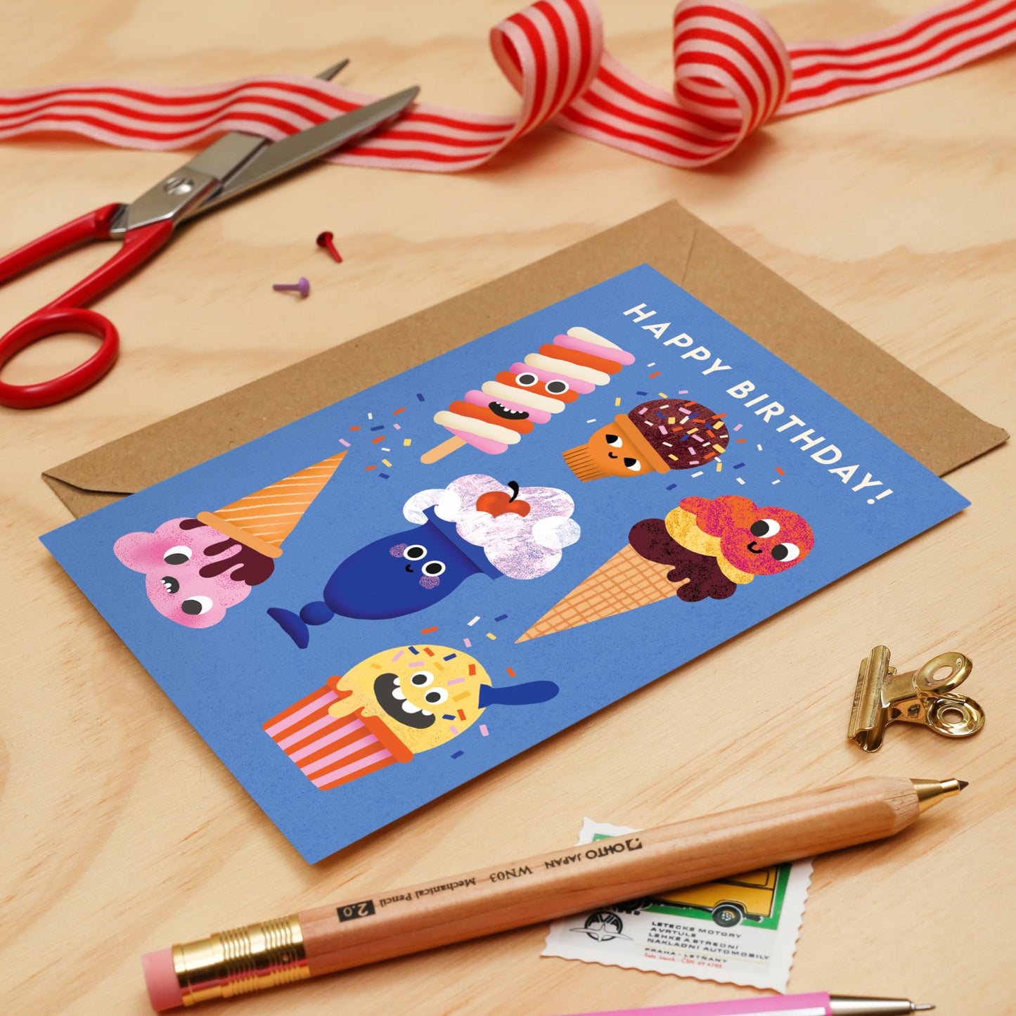 Ice Cream Faces Birthday Card