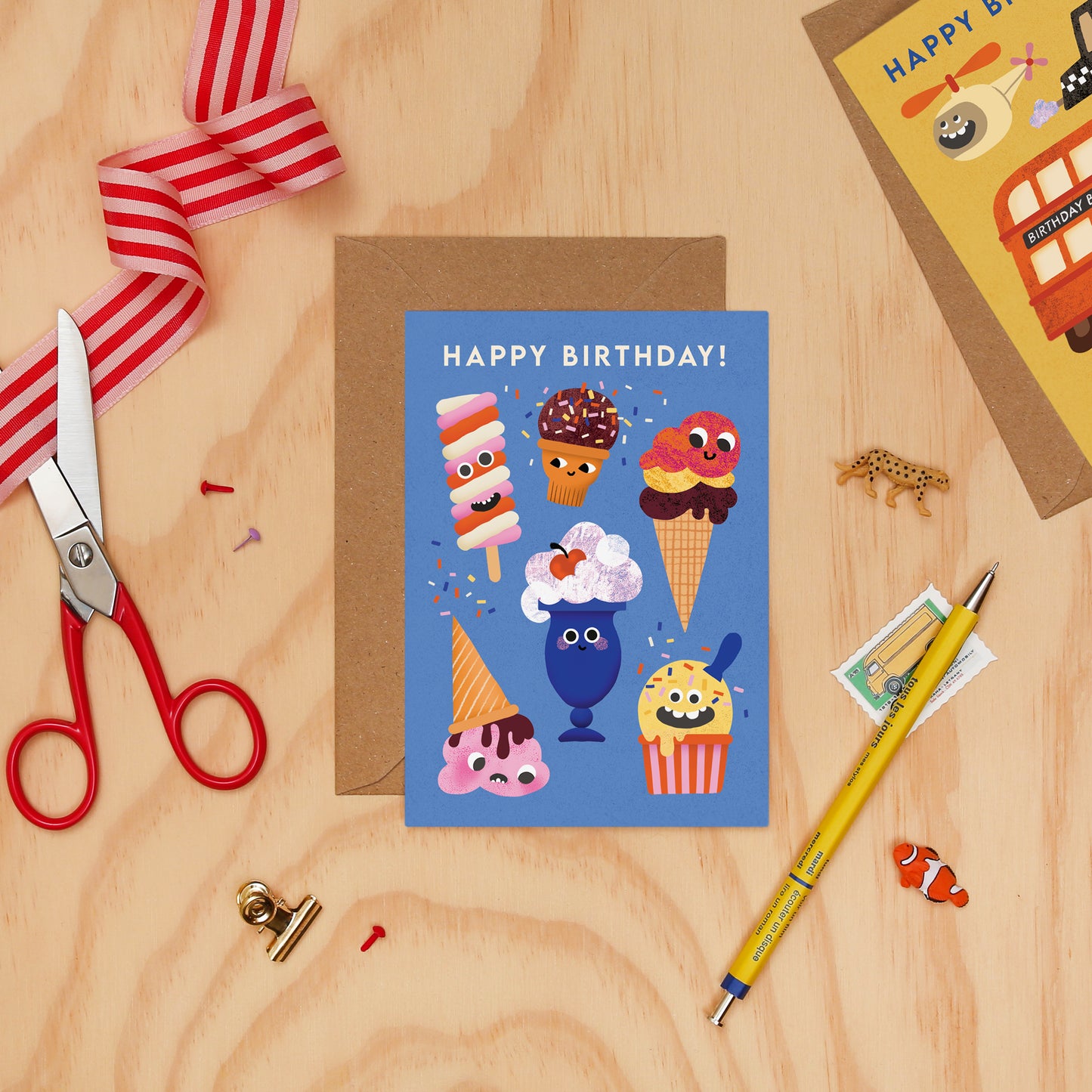 Ice Cream Faces Birthday Card