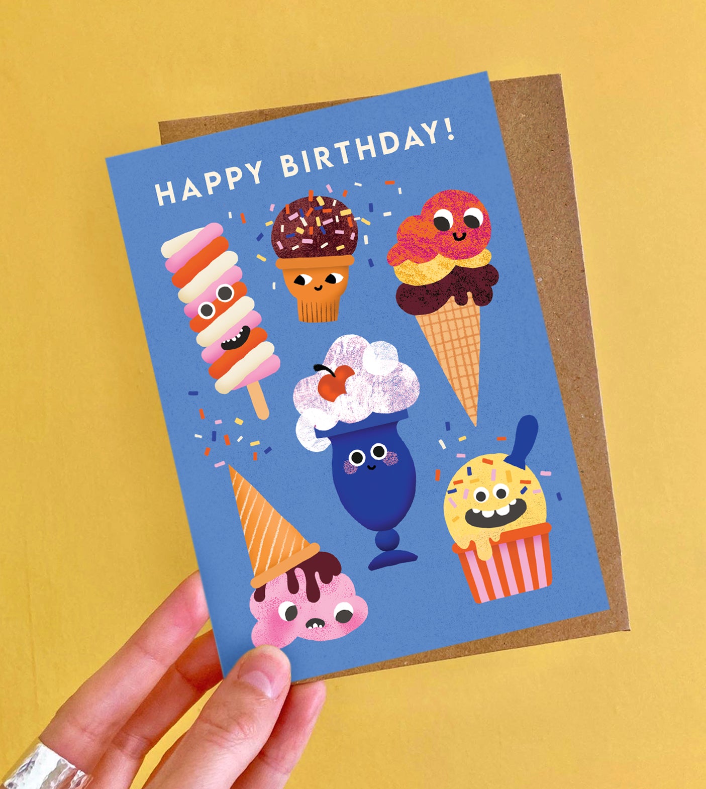 Ice Cream Faces Birthday Card