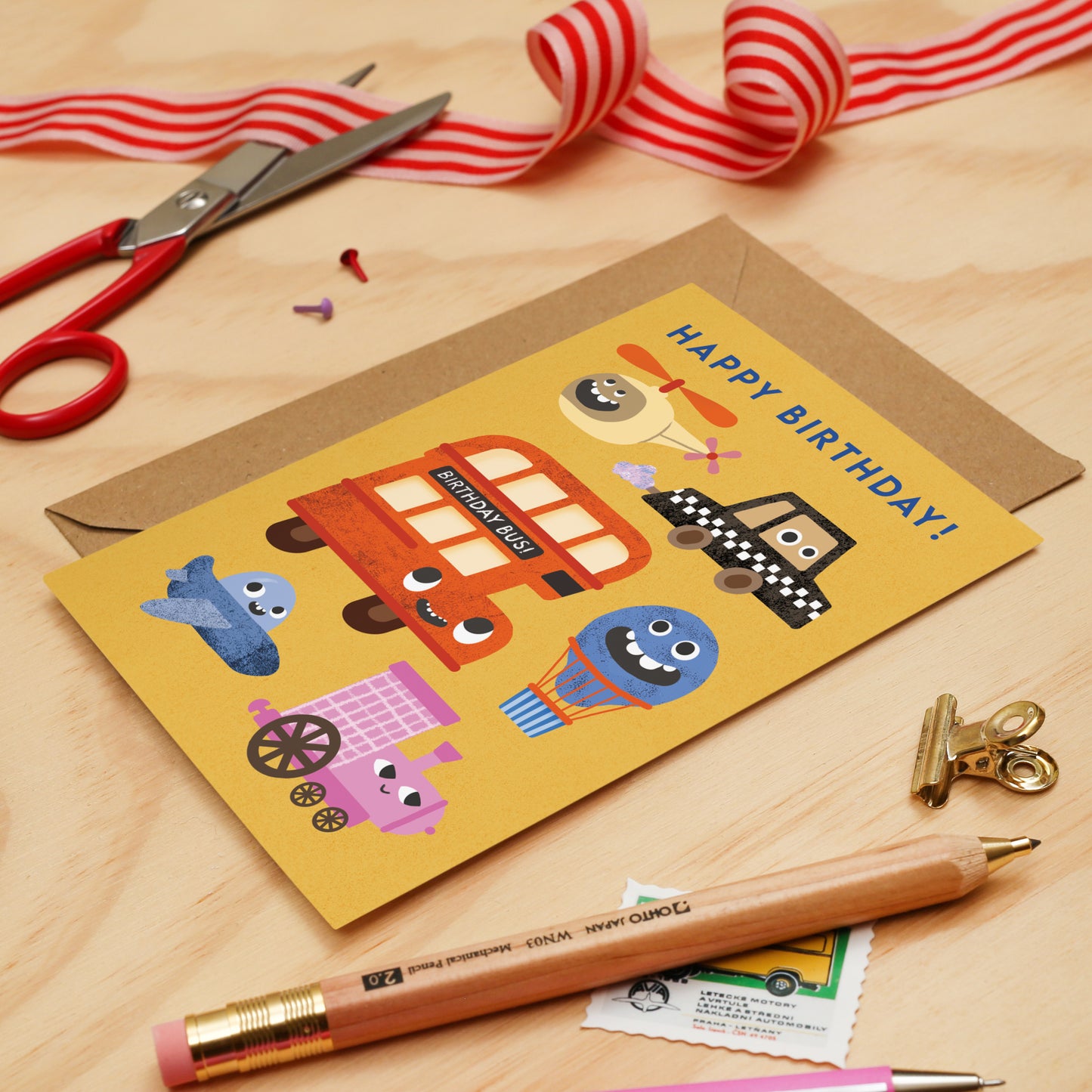 Transport Faces Birthday Card