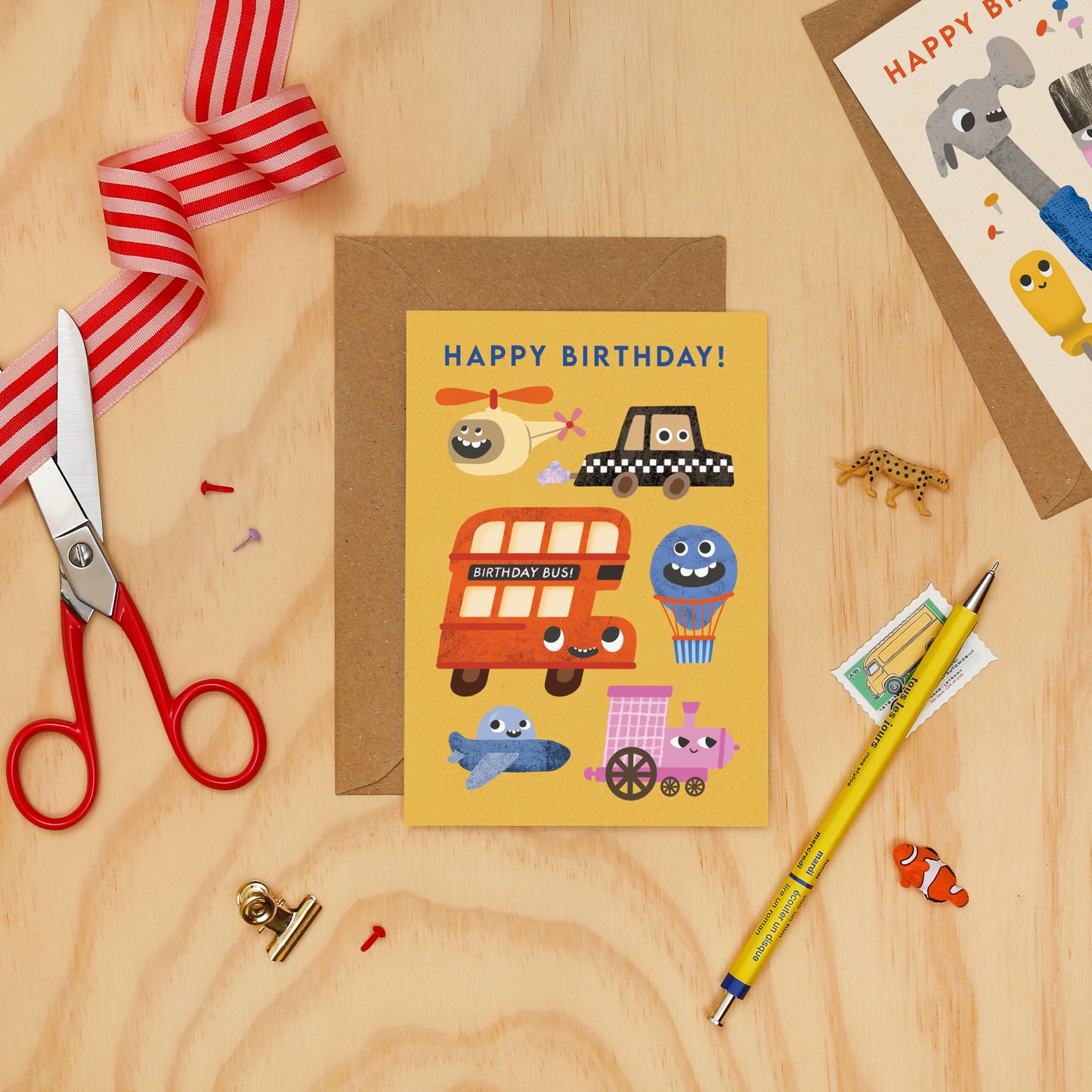 Transport Faces Birthday Card