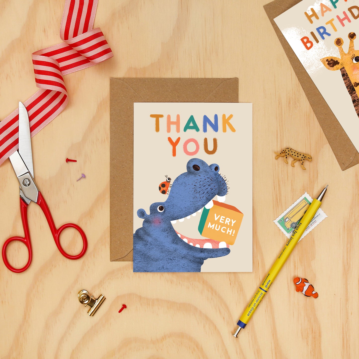 Hippo Thank You Greeting Card