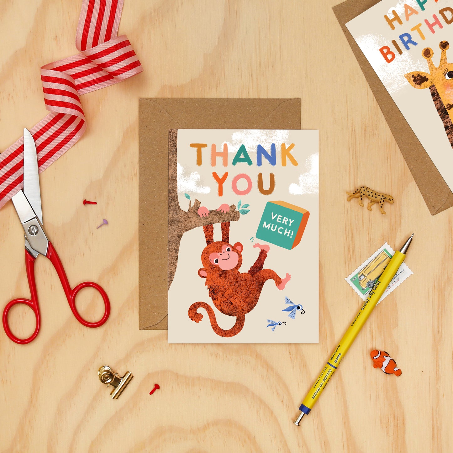 Monkey Thank You Greeting Card